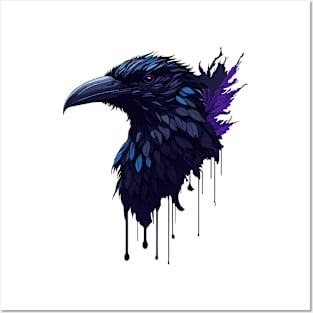 Gothic Mystical Raven Head Abstract Design Posters and Art